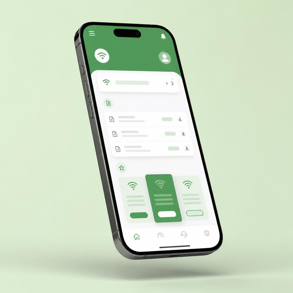 Aplicativo Descalnet exibindo faturas e planos no celular